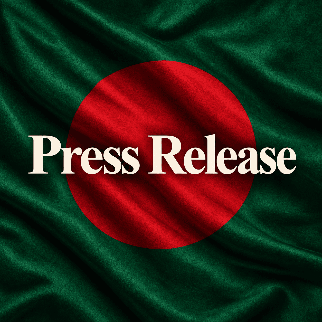 Press Release, lettered over the national flag