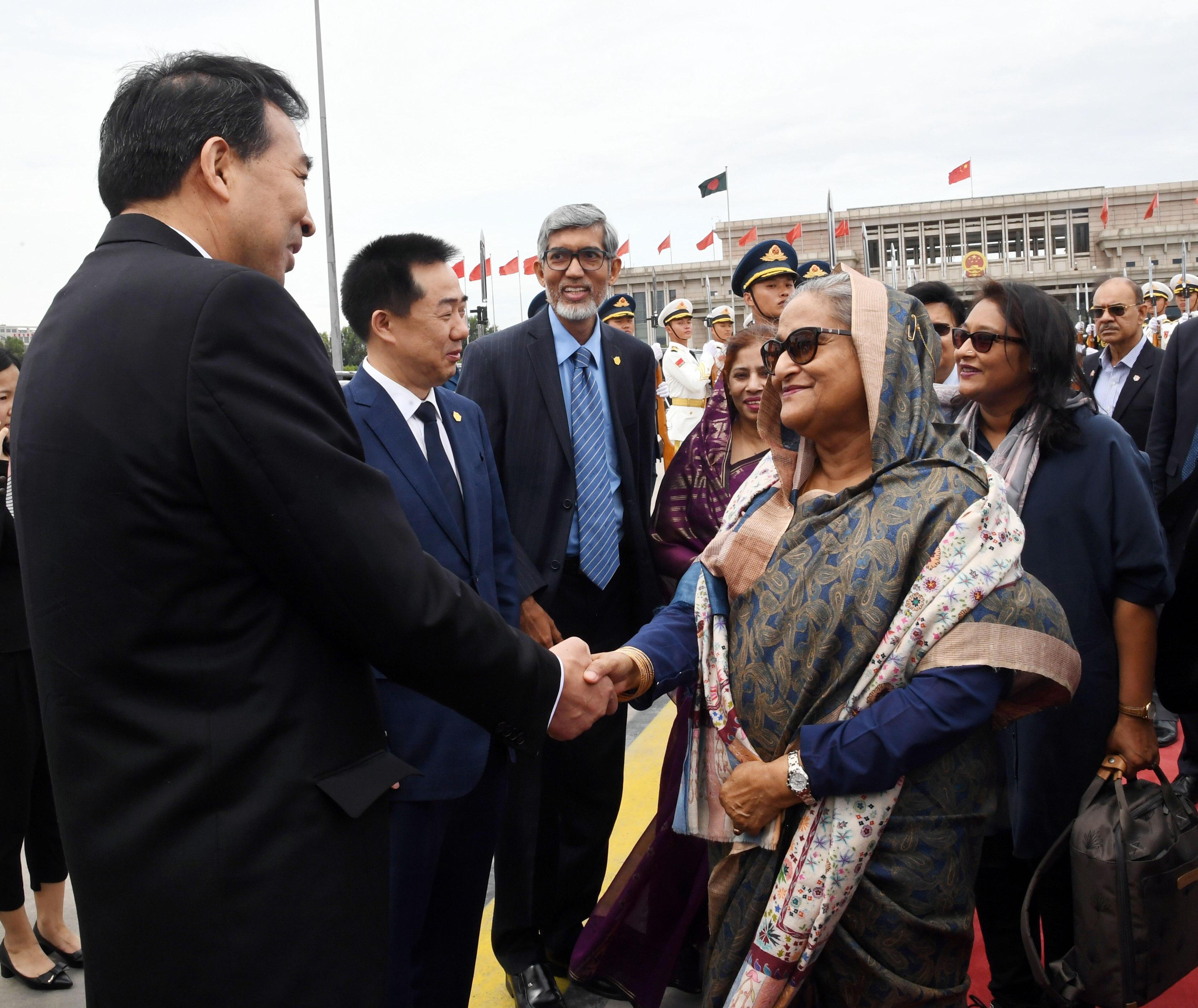 Sheikh Hasina departing Beijing Airport