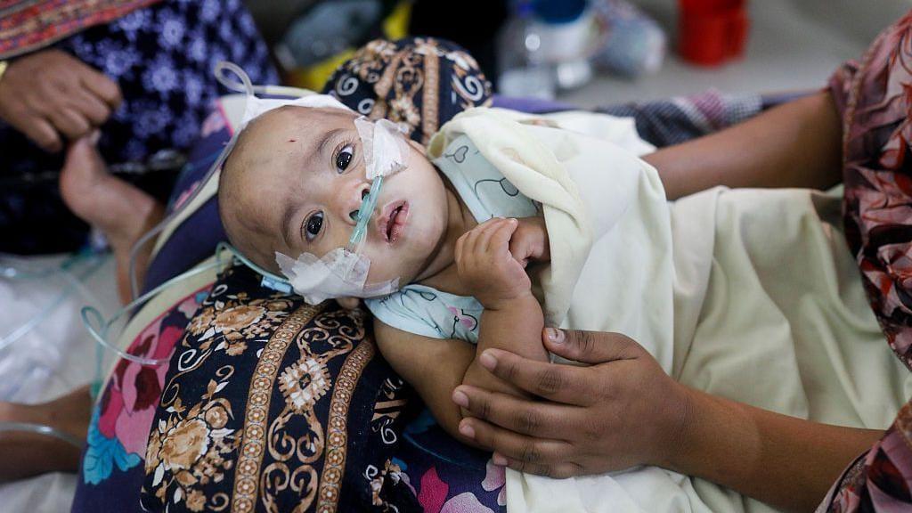 Sheikh Hasina: A sick child receiving oxygen support in hospital